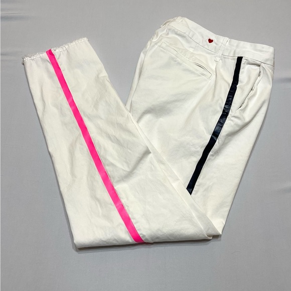 SUNDRY Women's Stripe Rollup Trouser Pants Asymmetrical Color Side Stripes - Picture 11 of 15